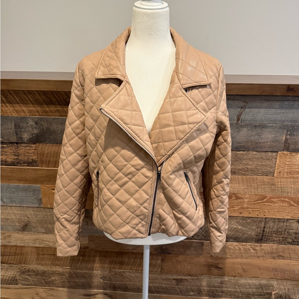 Cream Quilted Faux Women's Jacket